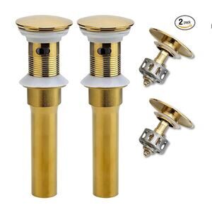 2 Pack Gold Drain Stopper, Pop Up Drain with Detachable Strainer Basket